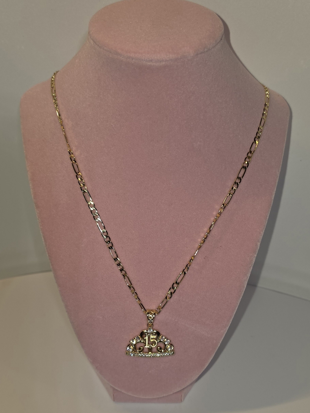 14kGold Plated '15' Tiara Pendant Necklace - Women's Jewelry